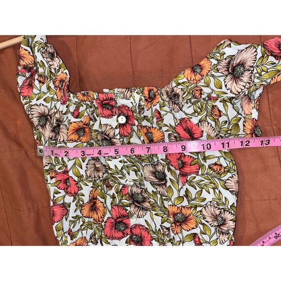 Abel The Label Multi Floral Pleated Neck Ruffled Hem Maxi Dress Women's Size XS - Picture 7 of 10